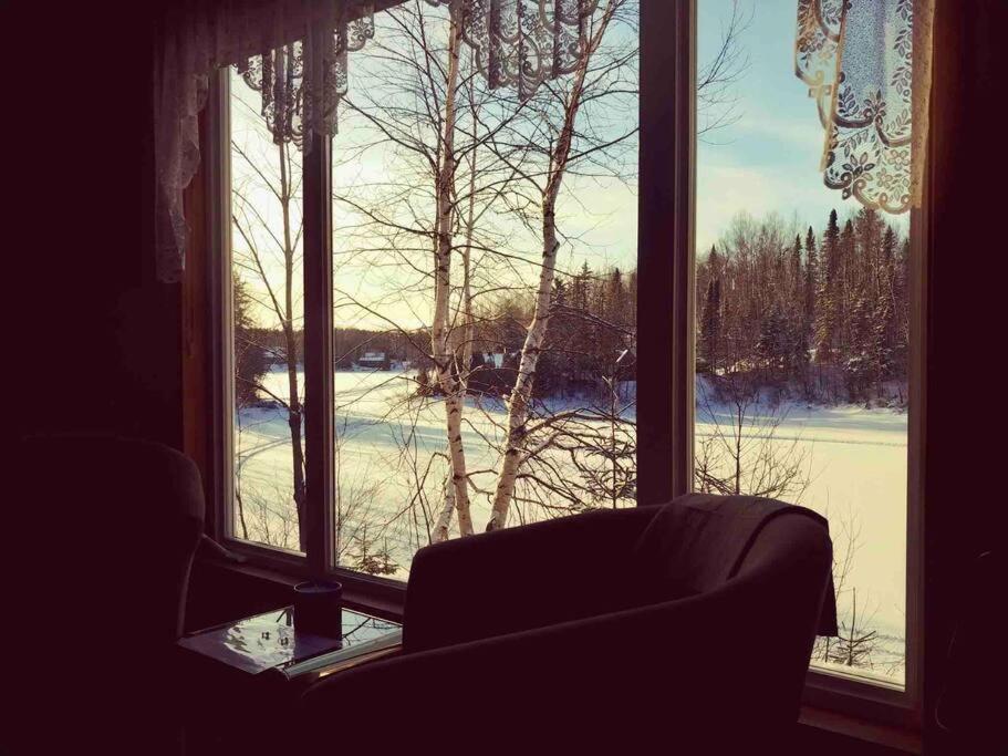 Le Chalet Bleu, Aux Pieds Des Monts-Valin Saint-David-de-Falardeau Exteriör bild